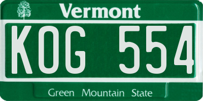 VT license plate KOG554