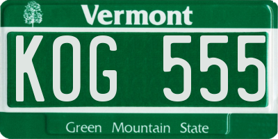 VT license plate KOG555