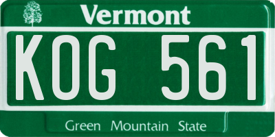 VT license plate KOG561