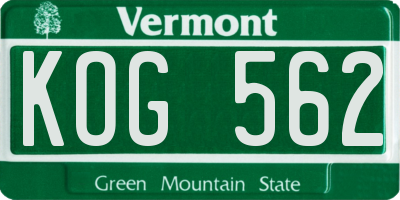 VT license plate KOG562