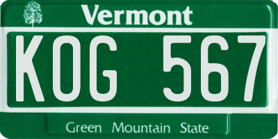 VT license plate KOG567