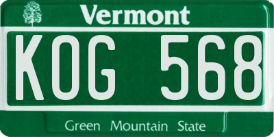 VT license plate KOG568