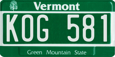 VT license plate KOG581