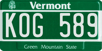 VT license plate KOG589