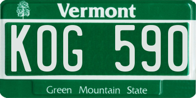 VT license plate KOG590