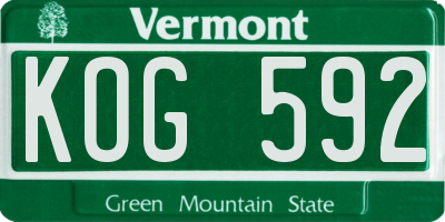 VT license plate KOG592