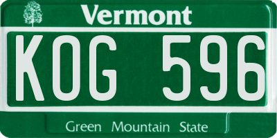 VT license plate KOG596
