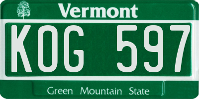VT license plate KOG597