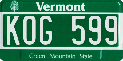 VT license plate KOG599