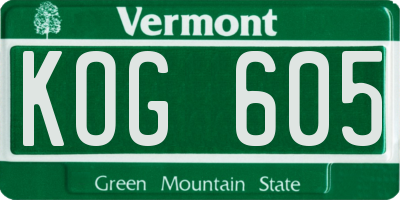 VT license plate KOG605