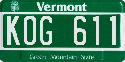 VT license plate KOG611