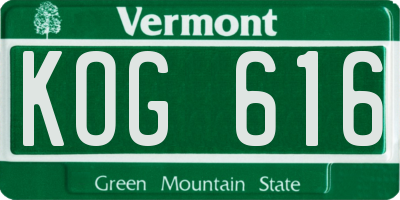 VT license plate KOG616