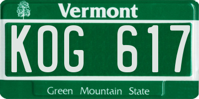 VT license plate KOG617
