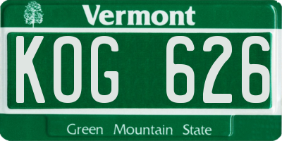 VT license plate KOG626