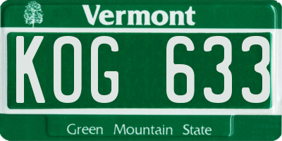 VT license plate KOG633