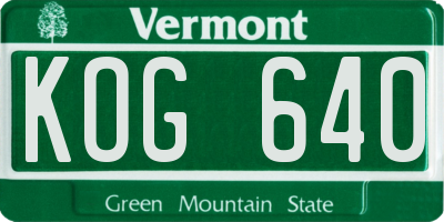 VT license plate KOG640