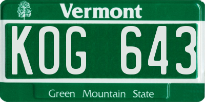VT license plate KOG643