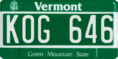 VT license plate KOG646