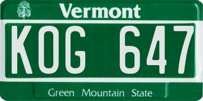 VT license plate KOG647