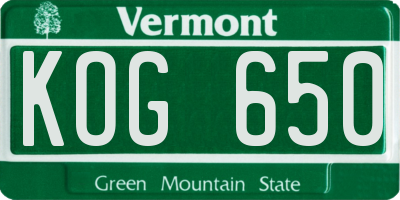 VT license plate KOG650