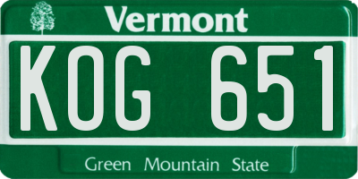 VT license plate KOG651