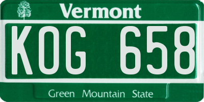 VT license plate KOG658