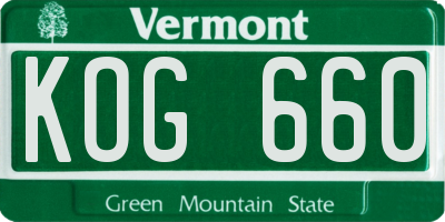 VT license plate KOG660