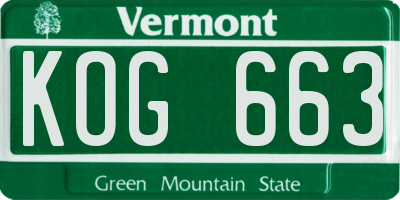 VT license plate KOG663