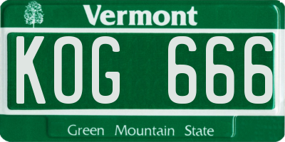 VT license plate KOG666