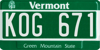 VT license plate KOG671