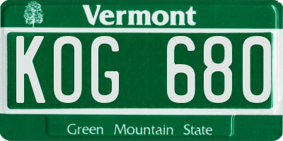 VT license plate KOG680