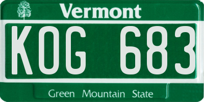 VT license plate KOG683