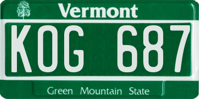 VT license plate KOG687