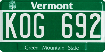 VT license plate KOG692