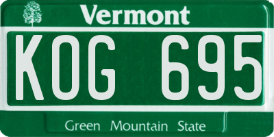 VT license plate KOG695