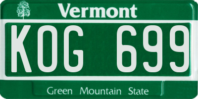 VT license plate KOG699