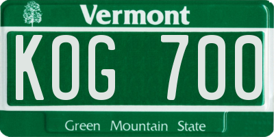 VT license plate KOG700