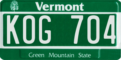 VT license plate KOG704