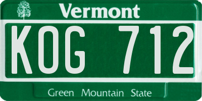 VT license plate KOG712