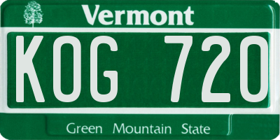 VT license plate KOG720