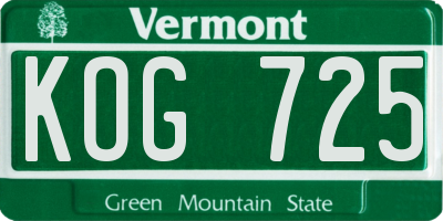 VT license plate KOG725
