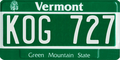 VT license plate KOG727