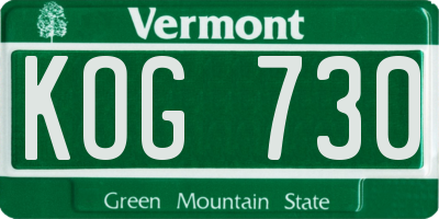 VT license plate KOG730