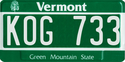 VT license plate KOG733