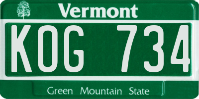 VT license plate KOG734