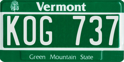 VT license plate KOG737