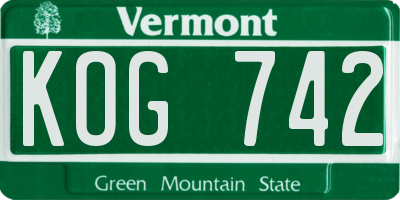 VT license plate KOG742