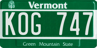 VT license plate KOG747