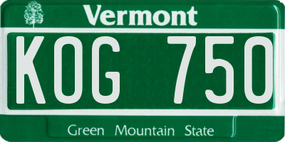 VT license plate KOG750