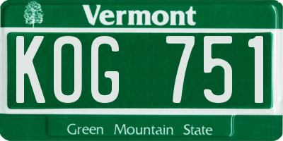 VT license plate KOG751